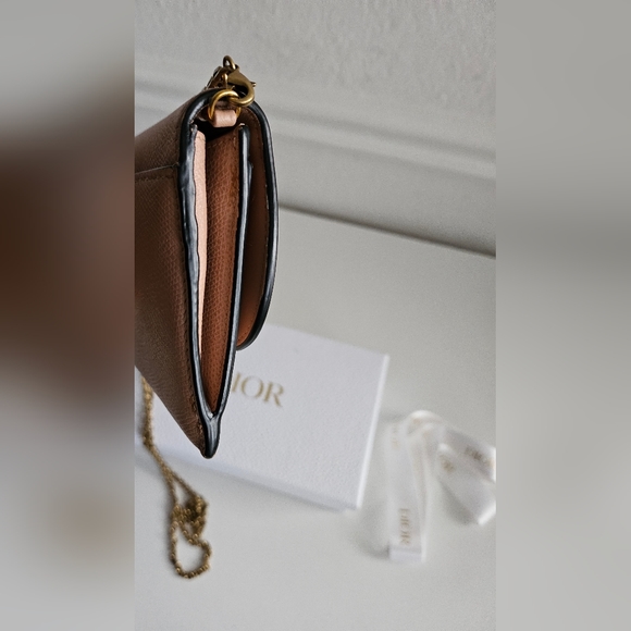 AUTHENTIC Christian Dior Saddle Long - Nude Pink Wallet-on-chain Crossbody - Picture 5 of 9